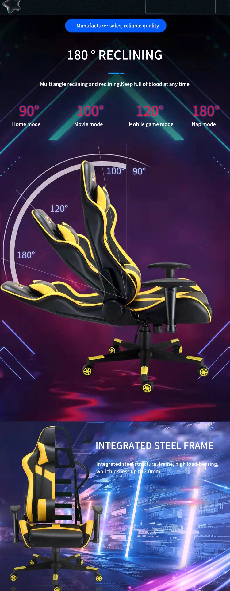 Home Esports Chair Comfortable Ergonomic Office Chair Seat Anchor Racing Esports Chair Can Lie up and Down Computer Chair
